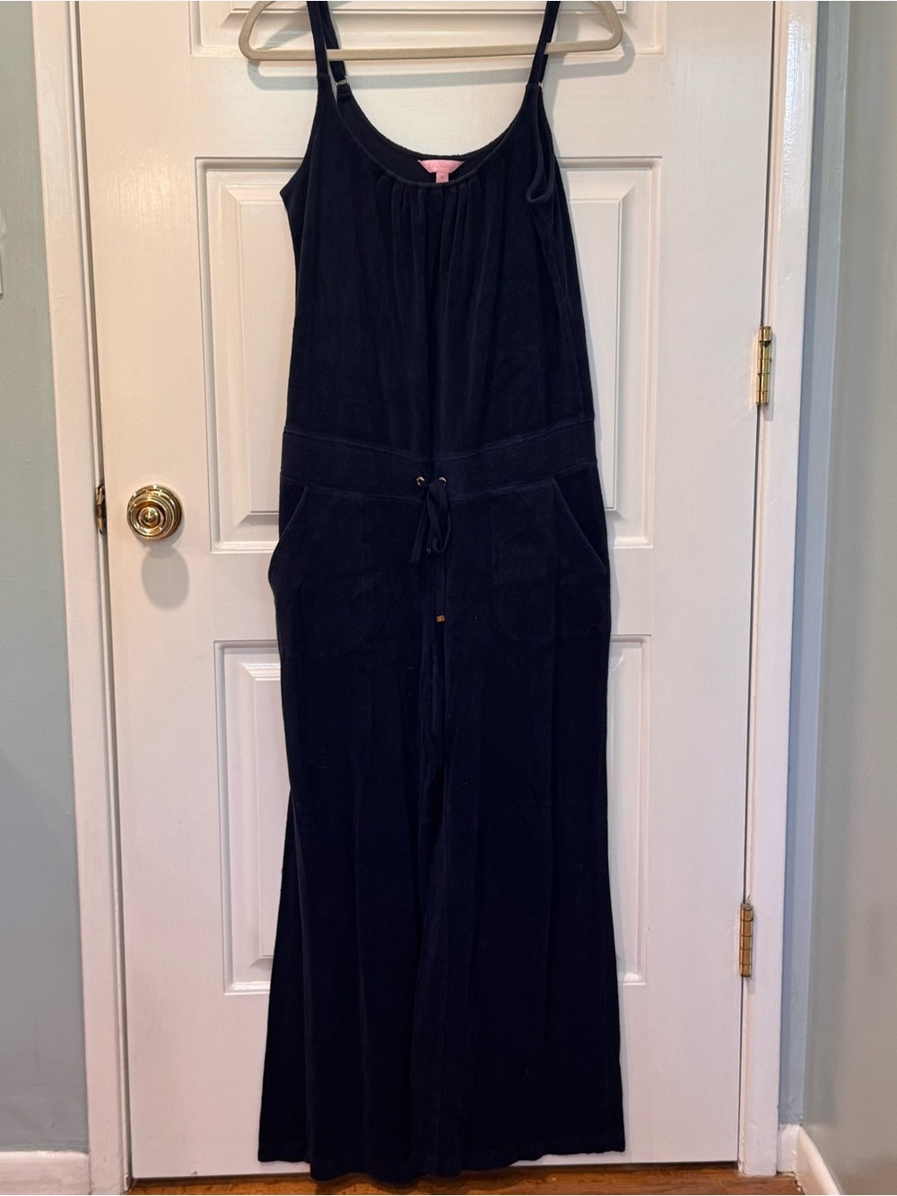 Lilly Pulitzer Navy Wide-Leg terry Jumpsuit with Drawstring Waist
